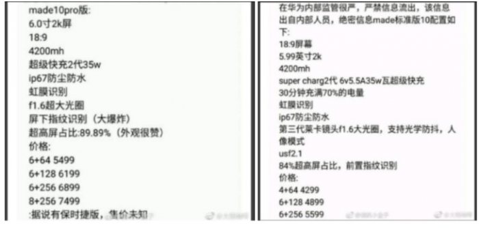 Свежая информация про Huawei Mate 10 и Mate 10 Pro